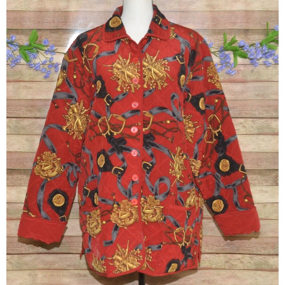 VTG Nicole Summers Silk Quilted Jacket Equestrian Chic Heritage Ladies L Preppy